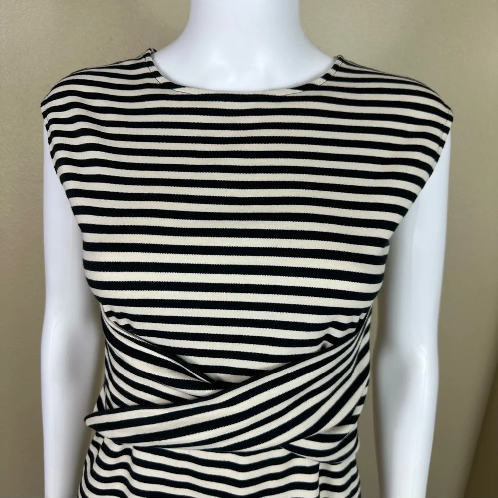 Theory Dress Small  Stripe  Sleeveless Twist-Front Clinton - Picture 5 of 17